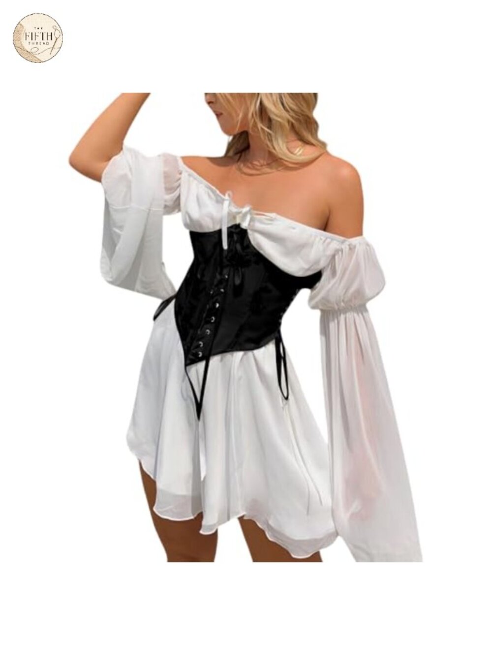 Off Shoulder Mesh Mini Dress Puff Sleeve Lace Up Backless Women's